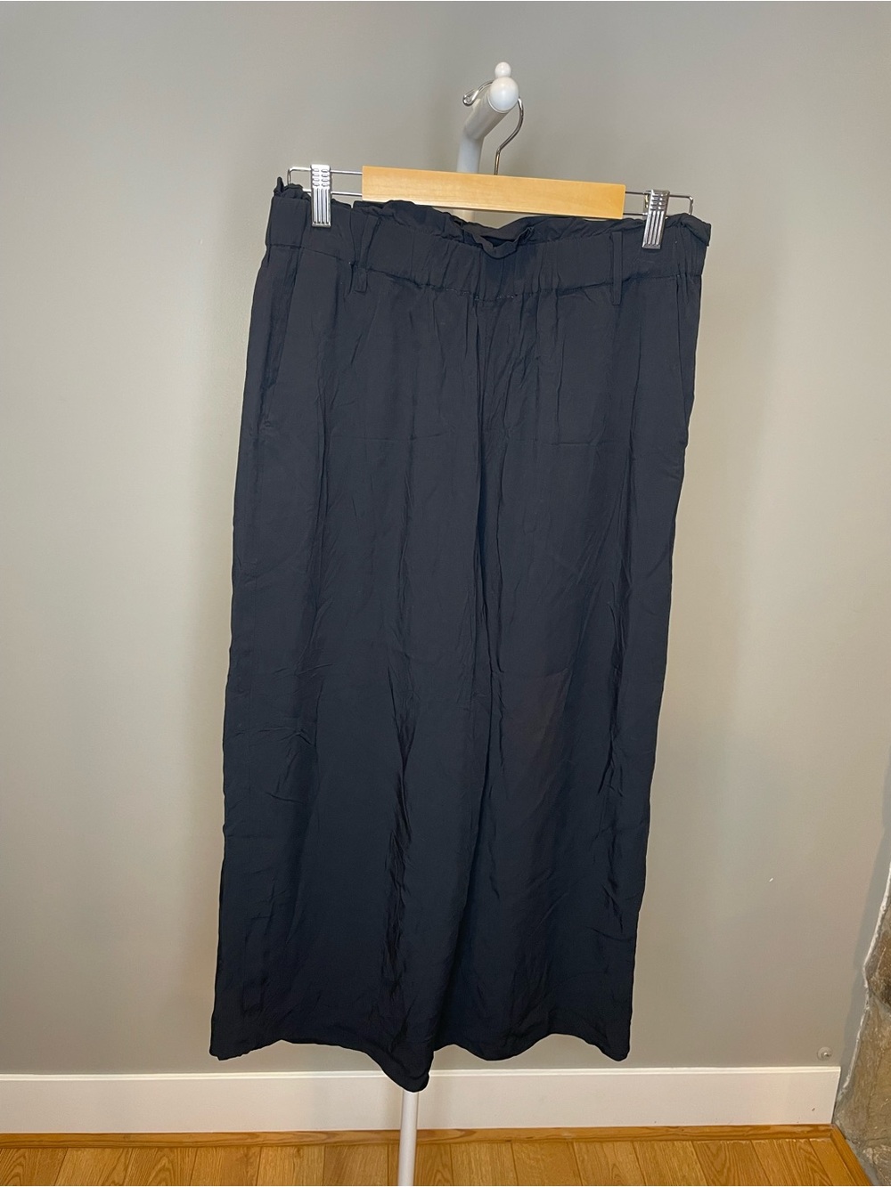 Point Sur (Madewell) 100% Viscose Women's Wide-Leg Black Pull-On Pants